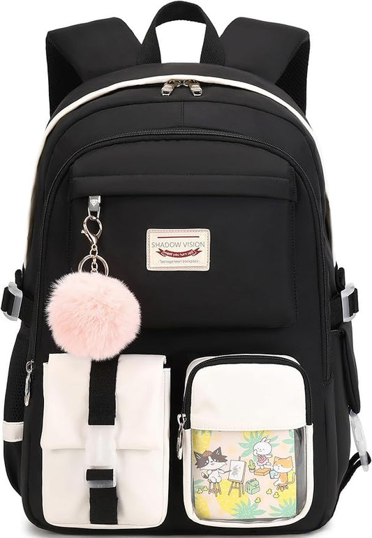 SHADOW VISION School Backpacks for Girls Backpack Cute Teen Girl Bookbag School Bag Backpack for Girls Teens (Black)