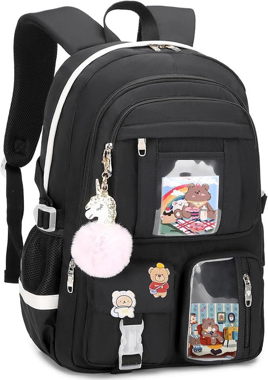 Backpacks for Girls,Laptop Backpack 15.6 Inch School Bag Cute College Large Bookbags Travel for Teens Women Students Anti Theft Daypack (Black)