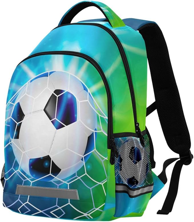 Soccer Ball Football on Field Backpack for Boys Girls Elementary School Bag Kids Bookbag Travel Rucksack