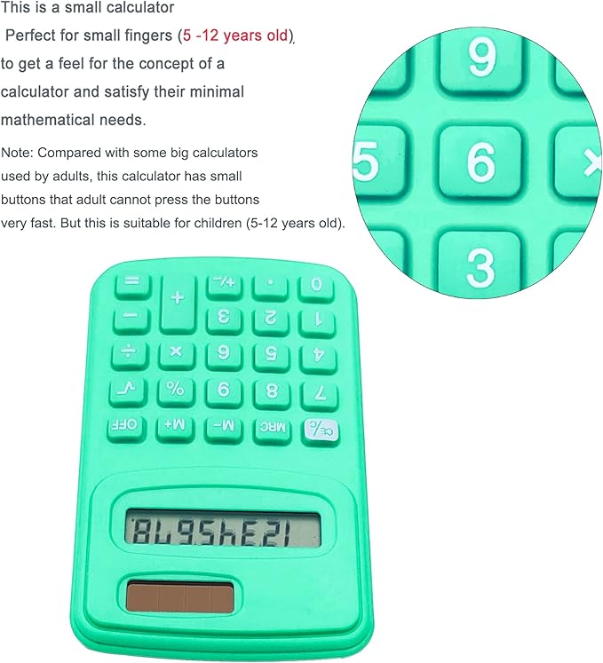 Basic Calculator, BESTWYA Calculators for Classroom with 8 Digit Silicone Button (4 Colors, Set of 8)
