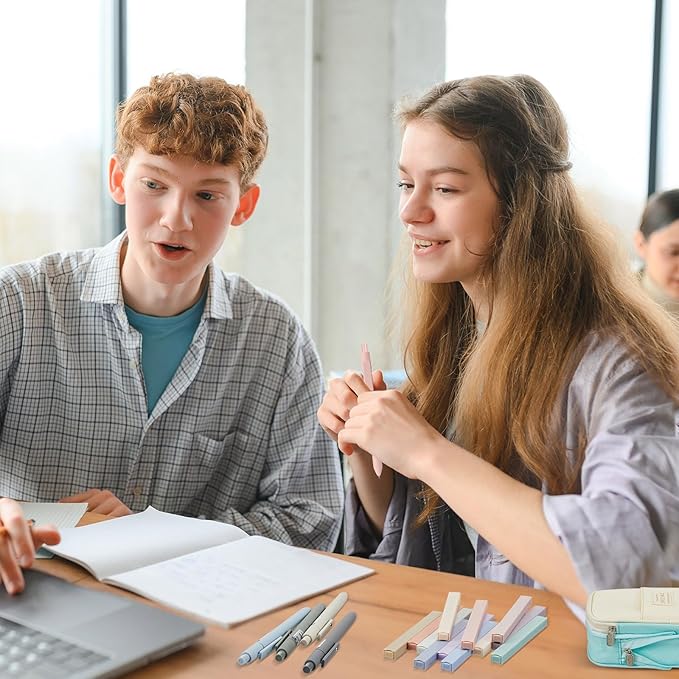 Henoyso 18 Set Aesthetic School Supplies Include Big Capacity Study Pen Bag with Zipper 12 Pcs Chisel Tip Bible Highlighters 5 Pcs Quick Dry Retractable Black Ink Pens for Student Office(Light Green)