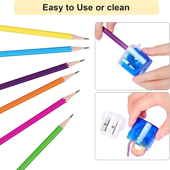 Yeaqee 120 Pcs #2 HB Pencils with 12 Pcs Pencil Sharpener Set, Number 2 Unsharpened Pencils with Eraser Bulk Colored Manual Pencil Sharpener for Kid Party Favor School Essential Supplies Kit