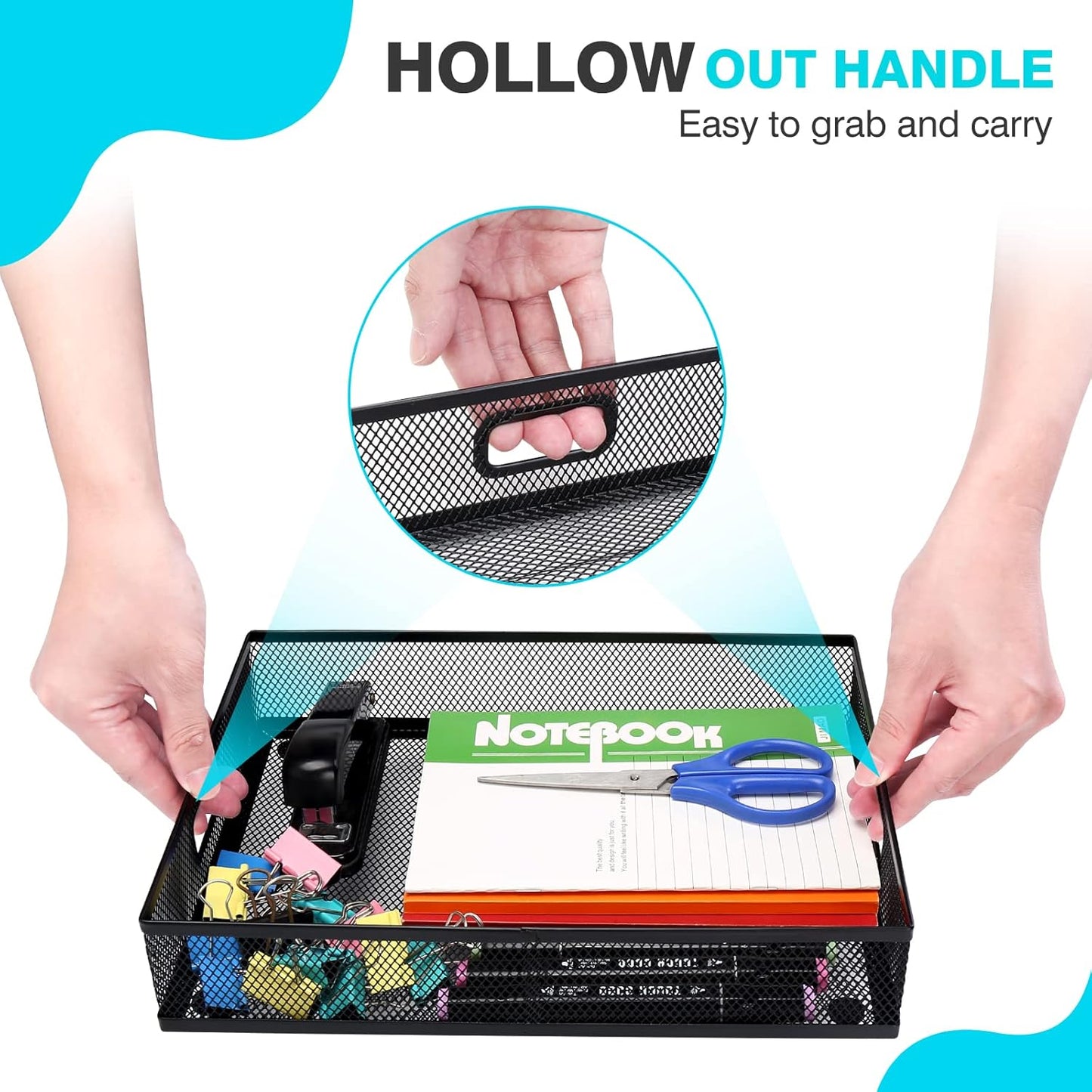 Office Drawer Organizer 3 Pack, Office Supplies Desk, Black Mesh Drawer Organizer Hold Pens & A4 Sized File, 12 x 9 Inches Visit the Store