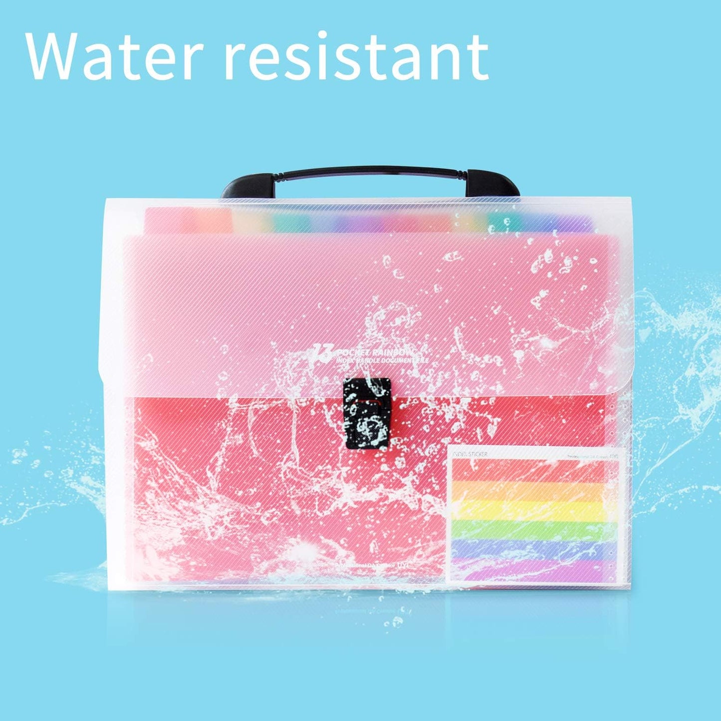 13 Pocket Portable Expanding File Folders, Accordion File Document Organizer with dividers for Any Paper and Document - Rainbow
