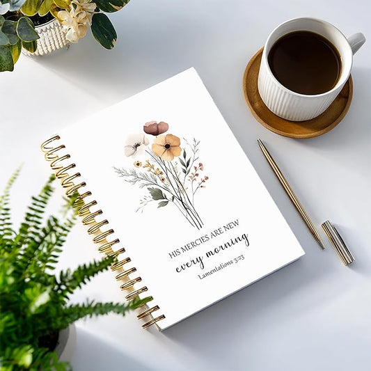 YOU FOUND ME Bible Journal, A5 SpiralChristian Journal with Floral Notebook, HIS MERCIES ARE NEW EVERY MORNING, Bible Verse Gifts for Women Birthday Christmas, Sunday School, Office Supplies