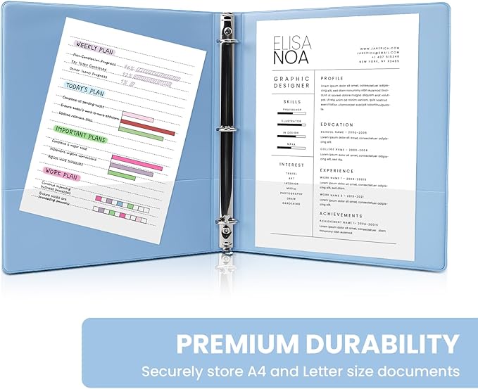 1 Inch Binders 3 Ring 4 Pack, PVC Free View Binder (Fits 8.5" x 11" Letter Size Papers), Perfect for School & Office Supplies, Pastel Colors