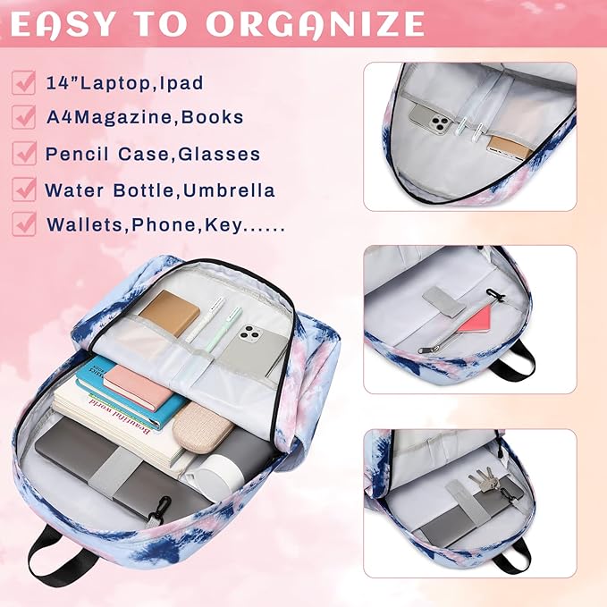 Lohol Galaxy Backpack for School Travel, Lightweight BookBag for Girls Kids