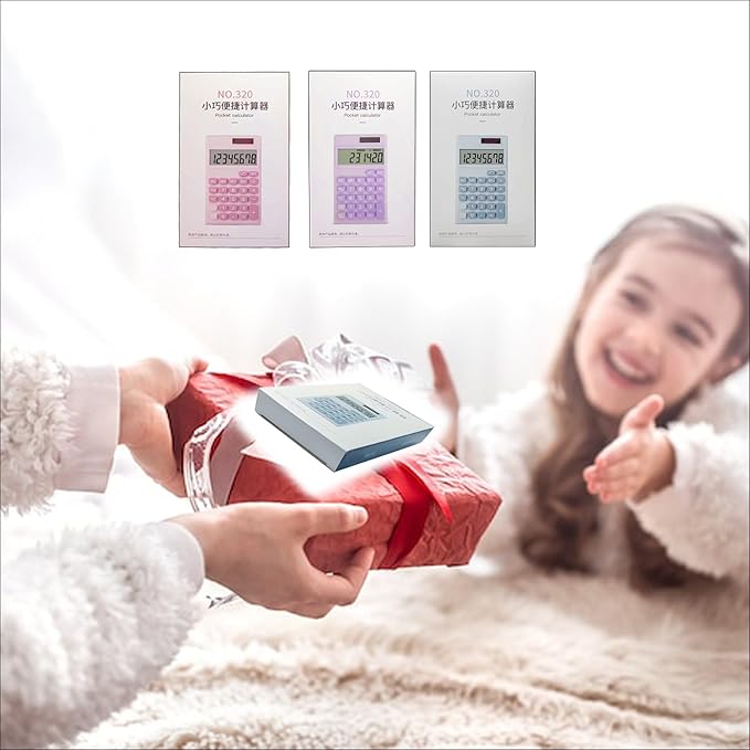 Basic Calculator, Desktop Cute Pocket Size Mini Calculators for School, Office, Home (Light Blue)