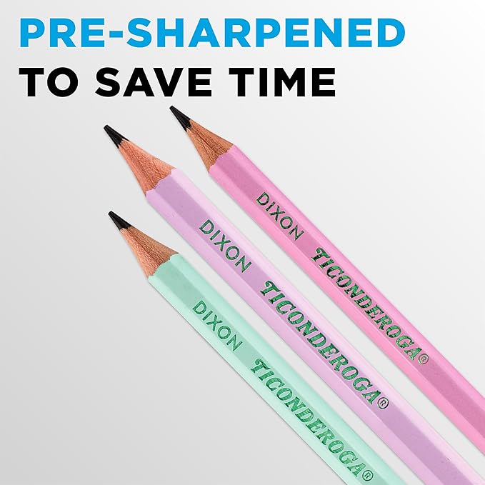 Ticonderoga® Pastel Pencils, #2 Soft, Assorted Colors, Pack of 10 Pencils