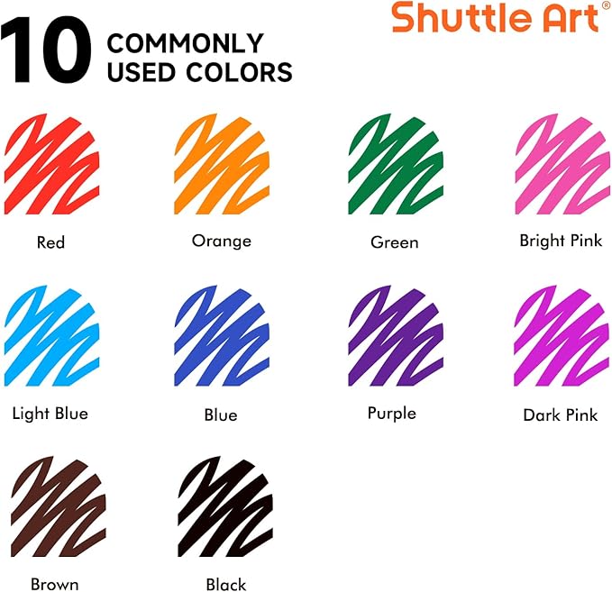 Shuttle Art Wet Erase Markers, 10 Colors 1mm Fine Tip Smudge-Free Markers, Use on Laminated Calendars, Overhead Projectors, Schedules, Whiteboards, Transparencies, Glass, Wipe with Water