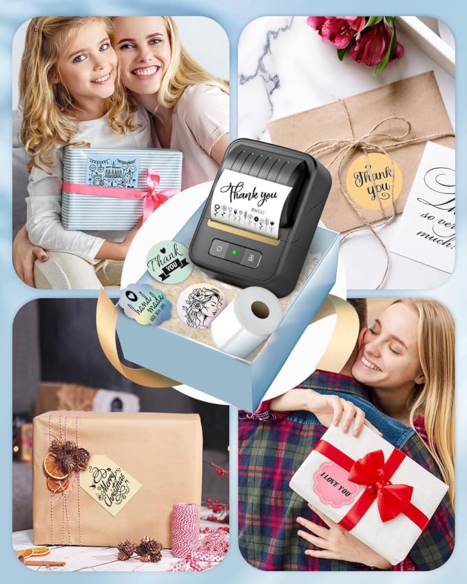 Label Makers, Label Maker Machine with Tape, Bluetooth Label Maker, Portable Thermal 2 Inch Label Printer for Small Business, Barcode, Address, Logo, Clothing, Sticker Printer for Phones & PC