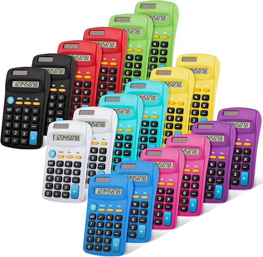 Pocket Size Student Function Calculator Basic Solar Battery Calculator Bulk Mini Colorful Calculator for Student Kids School Home Office Desktop Accounting Tools(36 Pieces)