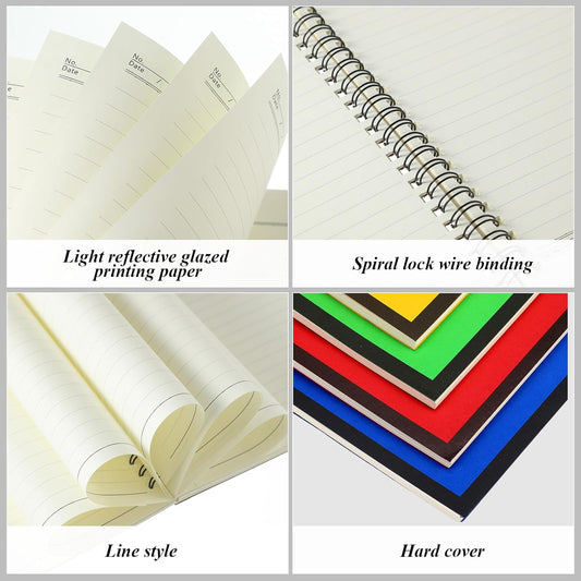 12 Pack Small Spiral Notebook A5 Lined College Ruled Spiral Journal Notebook 5.5 x 8.3 Inch Kraft Cover, 120 Pages for Work Students Office Business(Blue,Green,Yellow,Red)