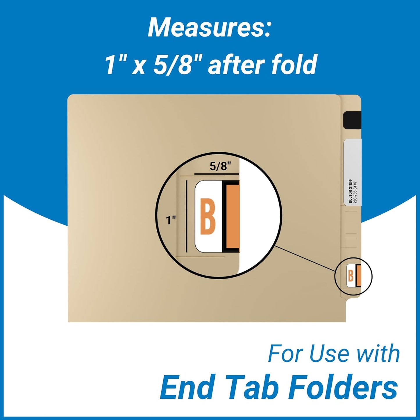 Doctor Stuff - File Folder Labels, Alphabet Letter B, Compatible with Smead BCCR/BCCS - TPAM Series, Fluorescent Orange, 1" x 1-1/4", 500/Roll