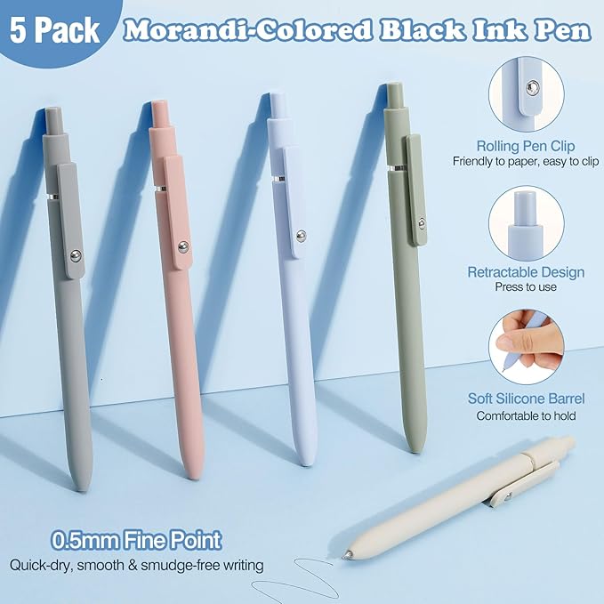 MoKo 60Pcs Aesthetic School Supplies with Cute Pencil Case, 12 Pastel Highlighters, 5 Black Ink Gel Pens, 6 Mechanical Pencil Set 0.5 & 0.7 mm for Students Stationary College Essentials, Blue