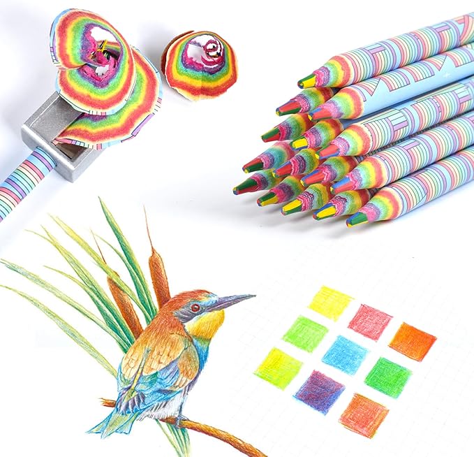 ECOTREE Stocking Stuffers, Colored Pencils for Kids, Rainbow Colored Pencils for Coloring Books, Kids Drawing Art Supplies, School Supplies, 12 Pack