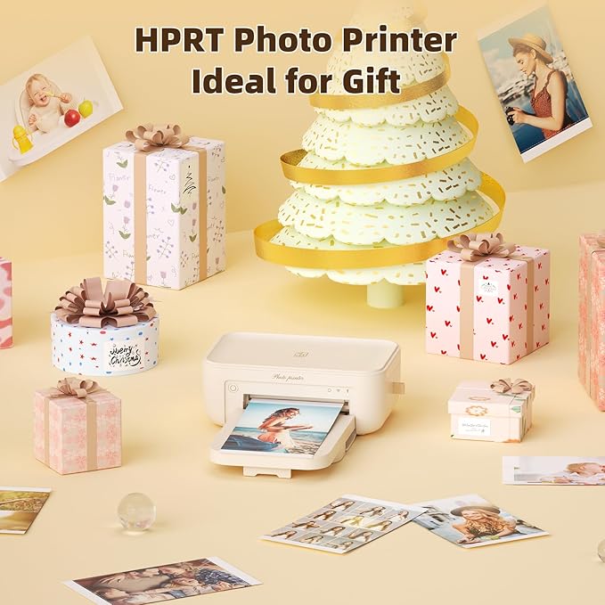 HPRT CP4100 Photo Printer - Plus 4x6 Bluetooth Instant Picture Printer with 20 Sheets & Ribbon - Wi-Fi, Premium Dye Sublimation - 300 DPI Display Resolution - Editing App for Fun, Creative Photos