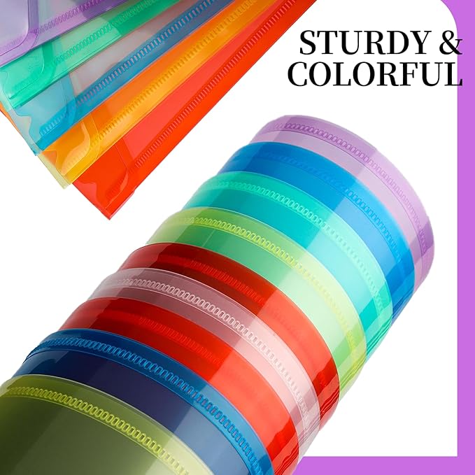 LEOBRO Plastic Envelopes, 8 PCS Plastic Folders for Documents, A4 File Folder, Document Holder, Poly Storage File Bags, Filling Envelopes