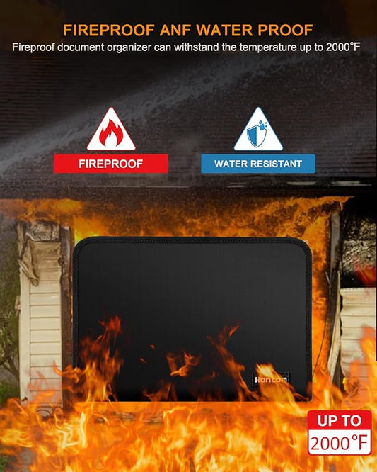 Hontom Accordion File Organizer,13 Pockets Fireproof Document Organizer with Multicolored Pockets, Business Safe Storage Folder Zipper for Documents and ‎F61NCYXEFF02V