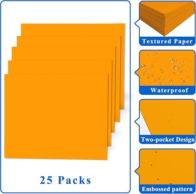 Zzrywuty 25 Packs Paper Folders with Pockets for Students, Businessmen and Office Workers,Letter Size,Two Pocket Folders with Card Slot for Office,Business,School Supplies