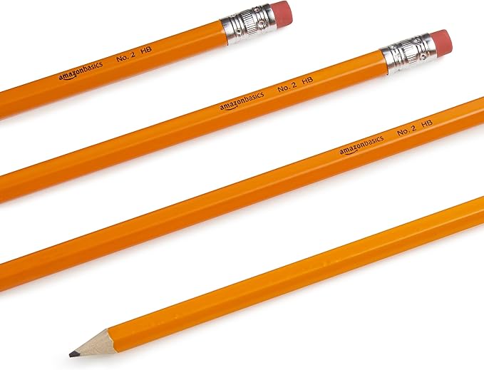 Amazon Basics Wood-Cased #2 Pencils, Pre-sharpened, HB Lead Bulk Box, 150 Count, Yellow