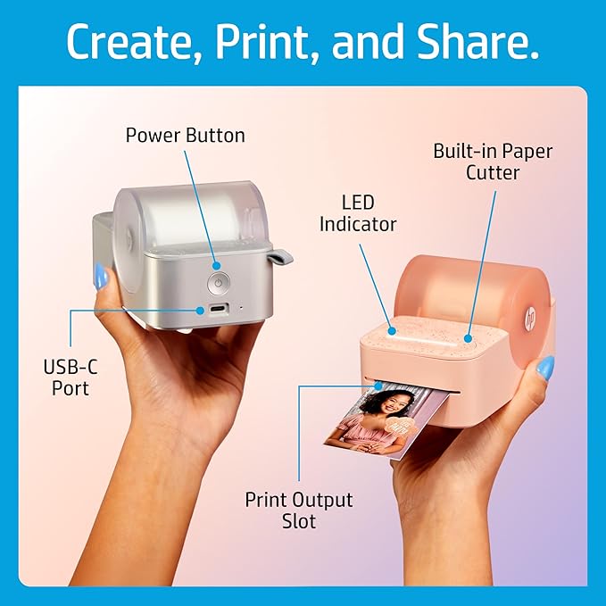 HP Sprocket Panorama Instant Color Label & Smartphone Photo Printer - Portable - Personalize Prints 2” x .5”- 9” on Zink Sticky-Back Photos - Create Photobooth Strips & Custom Designs in App - Pink