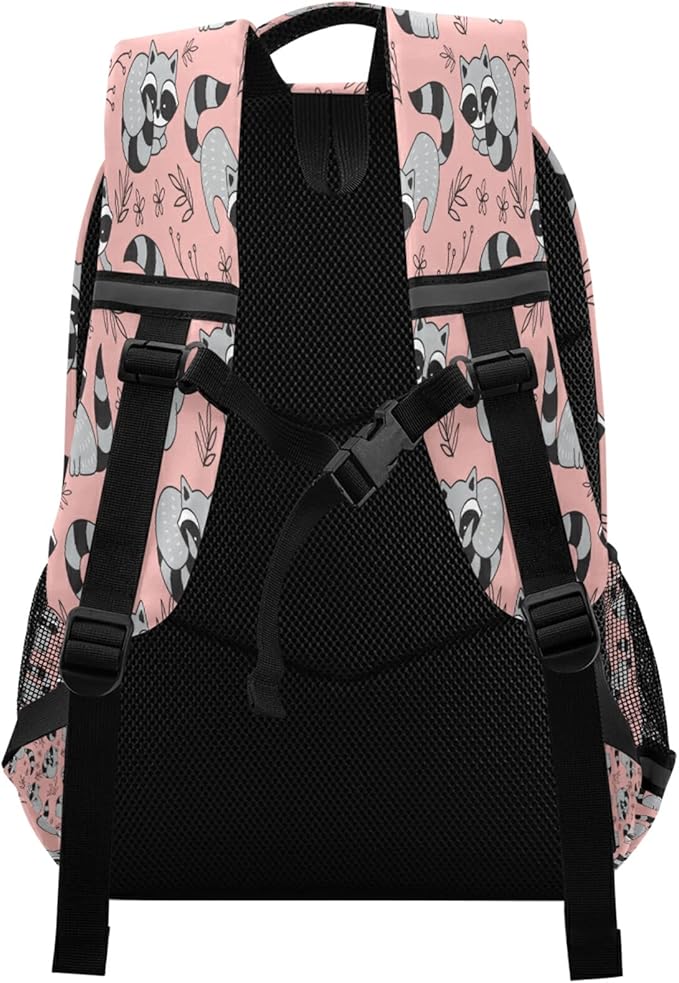 Cute Racoon Backpack for Girls Kids Boys School Bookbags,Student Laptop Backpack Carrying Bag Casual Lightweight Travel Sports Day Packs