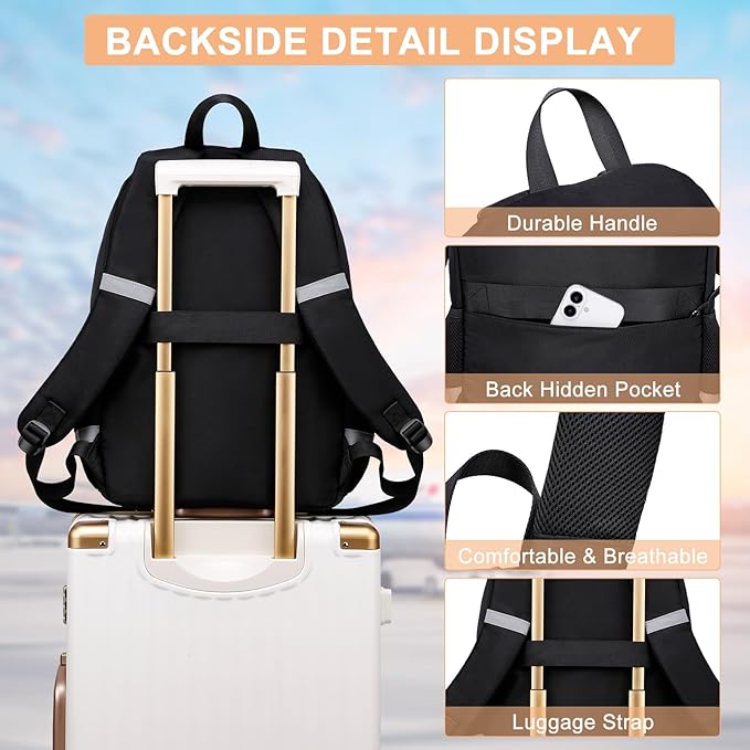 School Backpack for Teen Girls, Cute College Back Pack for Women, Kids Backpack for Girls, Middle Students School BookBag, 15.6 Inch Laptop Bag Travel Back Pack, Black