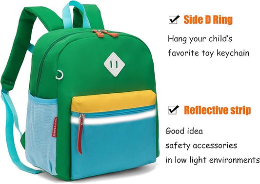 HawLander Little Kids Backpack for Boys Toddler School Bag Fits 3 to 6 years old, 12 inch, Green