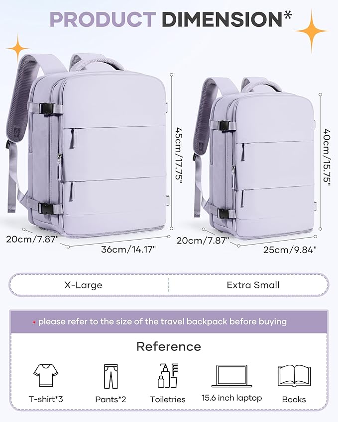 coofay Travel Backpack Carry On Flight Aapproved Personal Item Travel Bag Mochila De Viaje Travel Backpack For Men Spirit Airlines Personal Item Bag 18x14x8 Carry On Backpack For Airplanes Purple