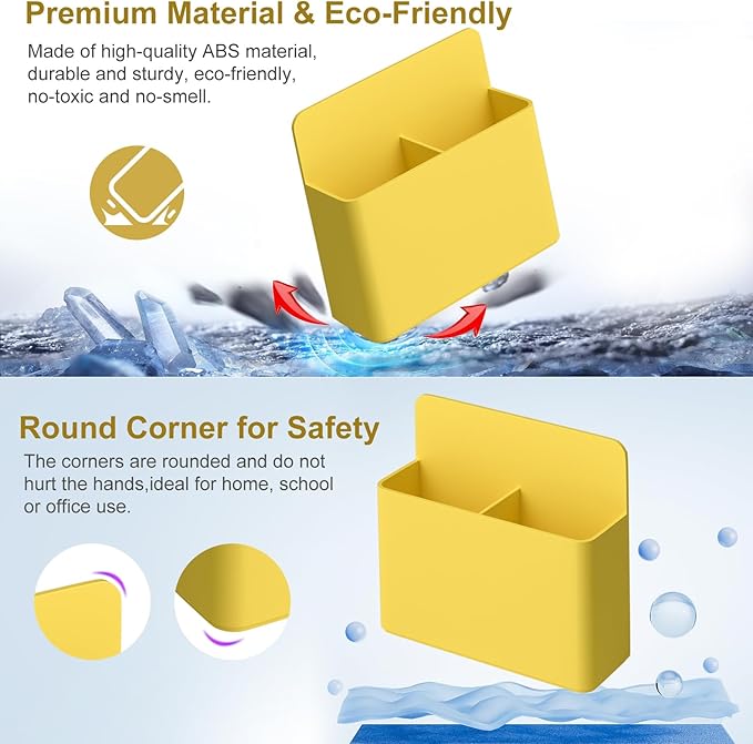 2 Pack Magnetic Dry Erase Marker Holder, Whiteboard Marker Holder, Magnetic Pen Holder, Magnetic Marker Holder for Fridge, Whiteboard, Locker, Magnetic Cup for Dry Erase Board -Yellow