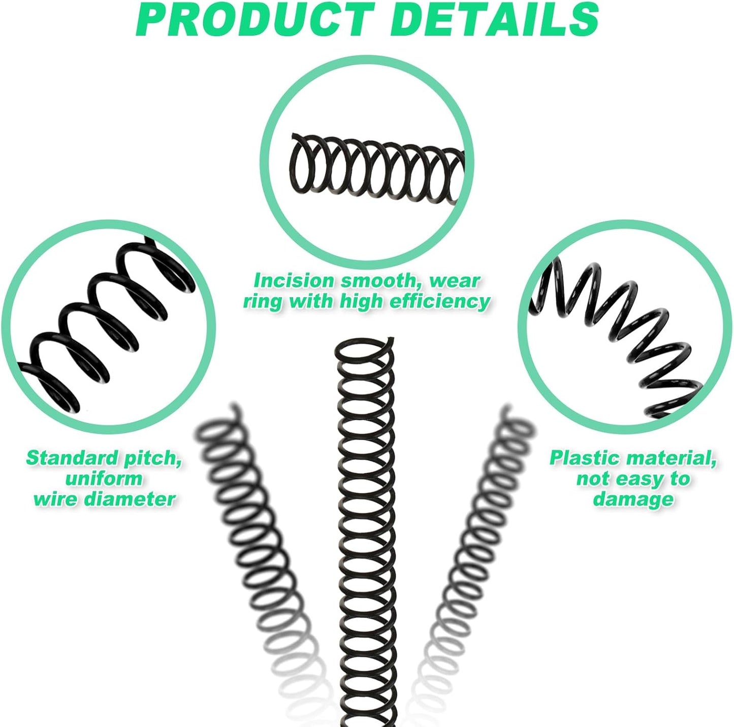 Leinuosen 120 Pack Plastic Spiral Binding Coils Kit Spirals Multi Size Coils for Binding Binder Combs Spines(1/2 Inch,Black)