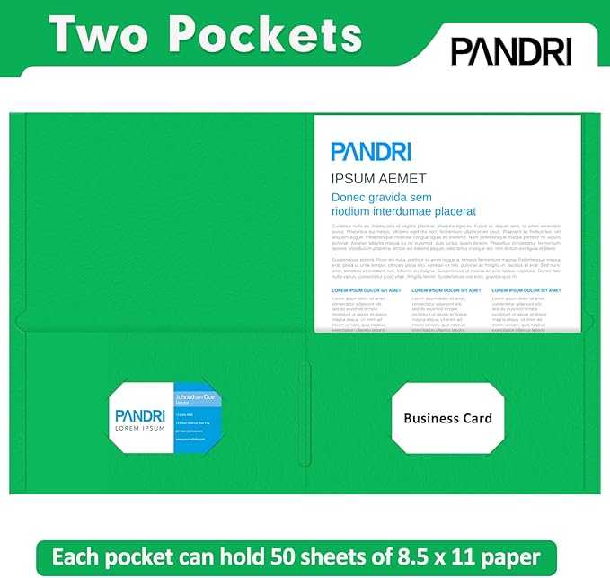 Two Pocket Folders, PANDRI 160 Pack 2 Pocket Folders, Letter Size Paper File Folder for School Office Home Business, Assorted 5 Colors