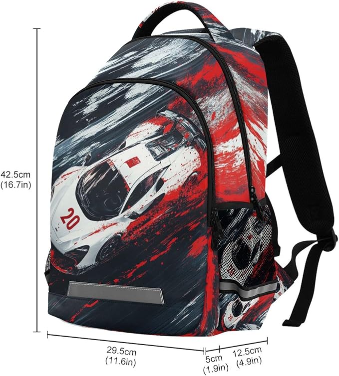 Racing Car Backpack for Boys Girls Truck Elementary School Bag Kids Bookbag Travel Rucksack