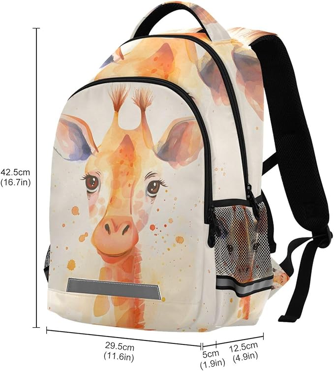 Giraffe Brown Backpack for Boys Girls Elementary School Bag Kids Bookbag Travel Rucksack