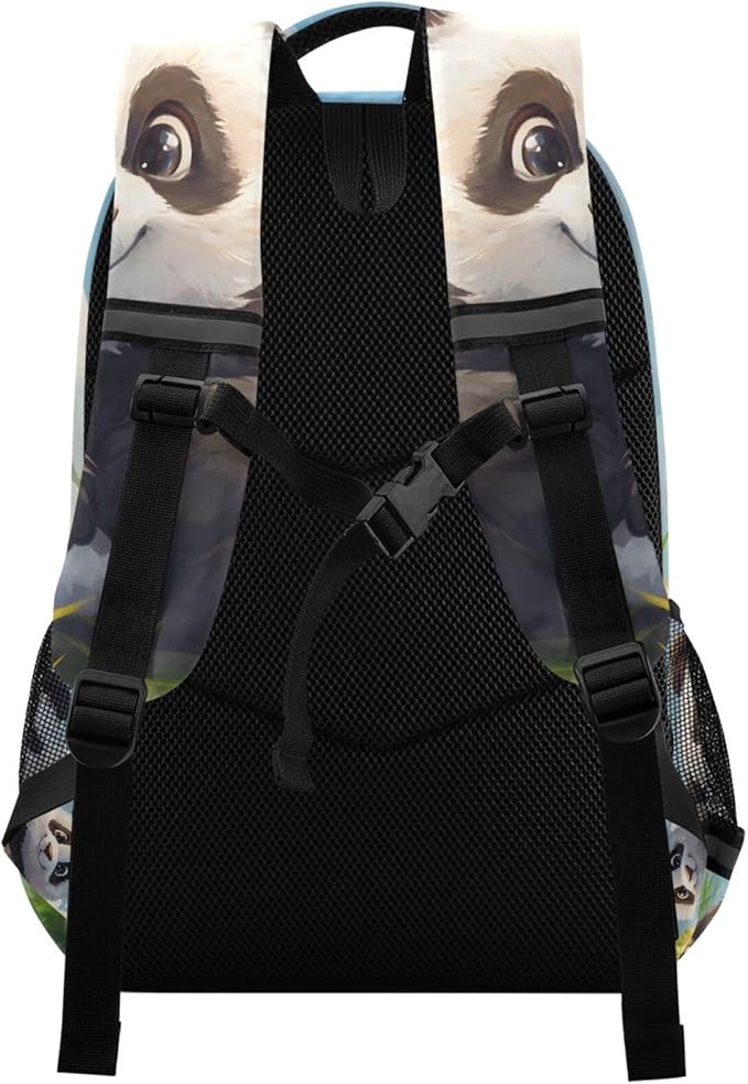 Panda in Grass Backpack for Boys Girls Elementary School Bag Kids Bookbag Travel Rucksack