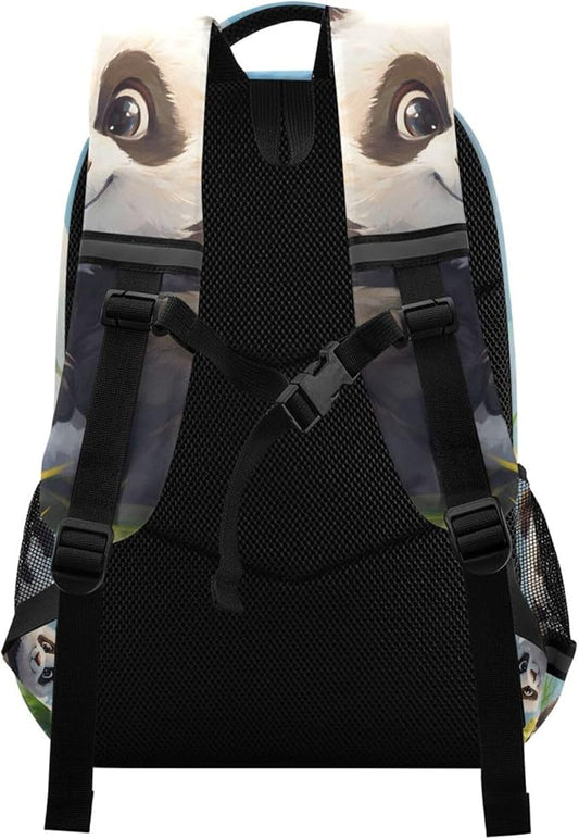 Panda in Grass Backpack for Boys Girls Elementary School Bag Kids Bookbag Travel Rucksack