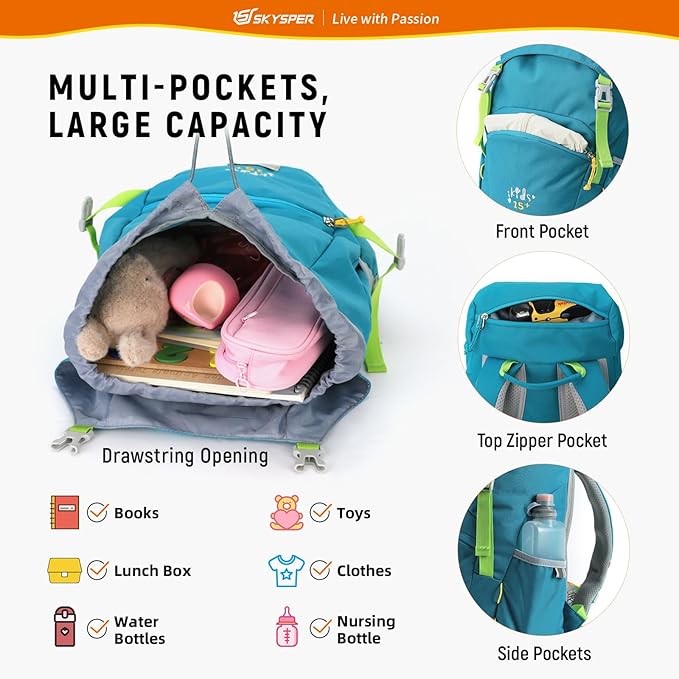 SKYSPER Kids Backpack for Boys Girls Lightweight Travel Daypack Elementary Student Rucksack Outdoor Primary School Bag