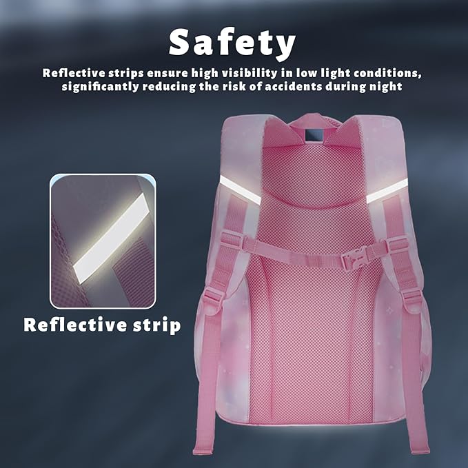 Lanola Girls Backpack, Kawaii Cute Kids Backpack for Teen Students Lightweight Water Resistant BookBag for Elementary Primary School - Purple