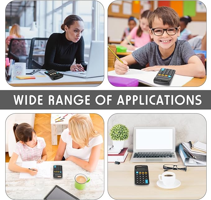 Flutesan 24 Pieces Basic Mini Calculators Bulk for Students Small Pocket Size Hand Held Calculators Desktop School Supplies for Classroom Desktop Home High School College Office(Black)