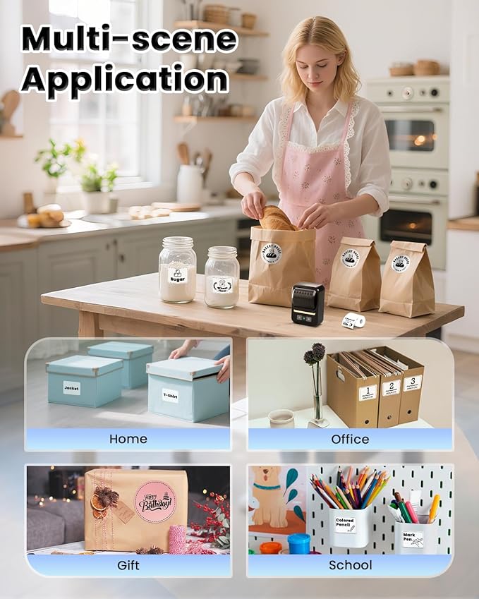 Label Makers, Label Maker Machine with Tape, Bluetooth Label Maker, Portable Thermal 2 Inch Label Printer for Small Business, Barcode, Address, Logo, Clothing, Sticker Printer for Phones & PC