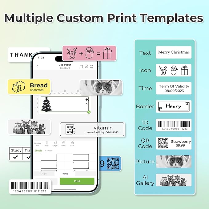 Nelko Label Maker Machine with Tape, P21 Bluetooth Label Printer, Wireless Mini Label Makers with Multiple Templates for School Office Home, Blue