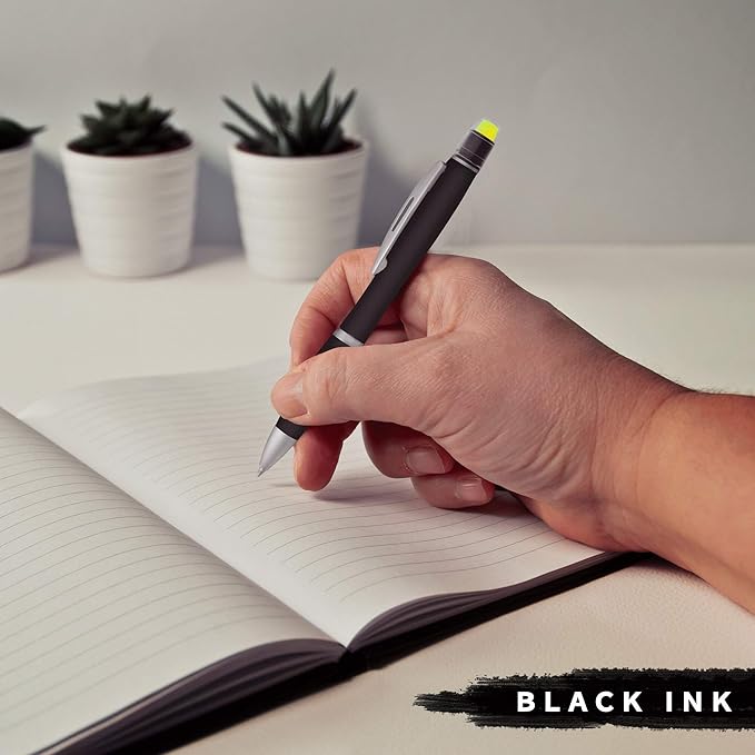 DISCOUNT PROMOS 10 Marathon Gel Highlighter Pens Pack - Twist Mechanism, Ballpoint - Black