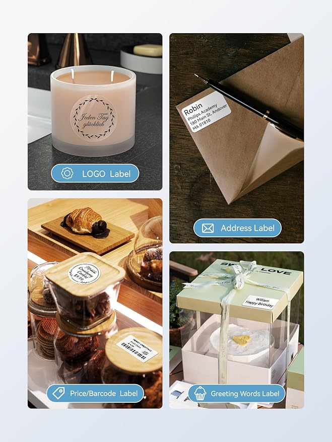 NIIMBOT B1 Label Maker, Bluetooth Portable Thermal Printer Machine with Large Waterproof Tape and Multiple Templates for Small Business,Office,Home,School, 2 Inch (Blue, 1 Printer+3 Roll Label)