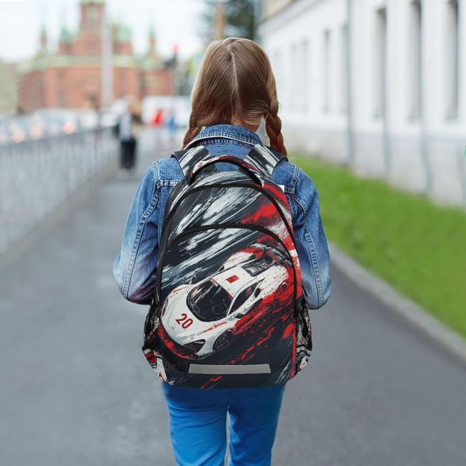 Racing Car Backpack for Boys Girls Truck Elementary School Bag Kids Bookbag Travel Rucksack