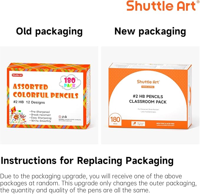 Shuttle Art Assorted Colorful Pencils, 180 Pack Kids Pencil Bulk with 12 Designs, #2 HB, Pre-sharpened Awards and Incentive Pencils for Kids School Home Party, easter pencils bulk