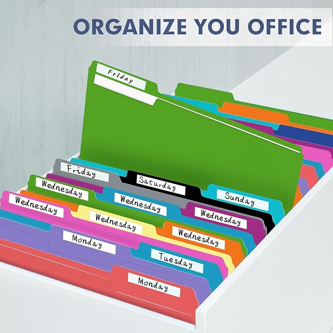 File Folder, PANDRI 270 Pack Colored File Folder, 1/3 Cut Tab, Letter Size, Assorted 12 Colors Filing Folder for Office School Business