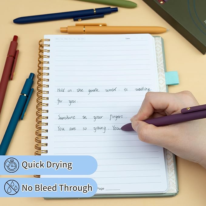 6 Pcs Gel Pens, 0.5mm Black Ink Pen Fine Point Smooth Writing Pens Japanese Cute Pen for Journaling and Note Taking, Gifts for Women Men, 6 Pcs Vintage Gold