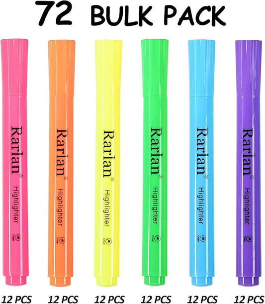 Highlighters, Chisel Tip, Assorted Fluorescent, 72 Count Bulk Pack