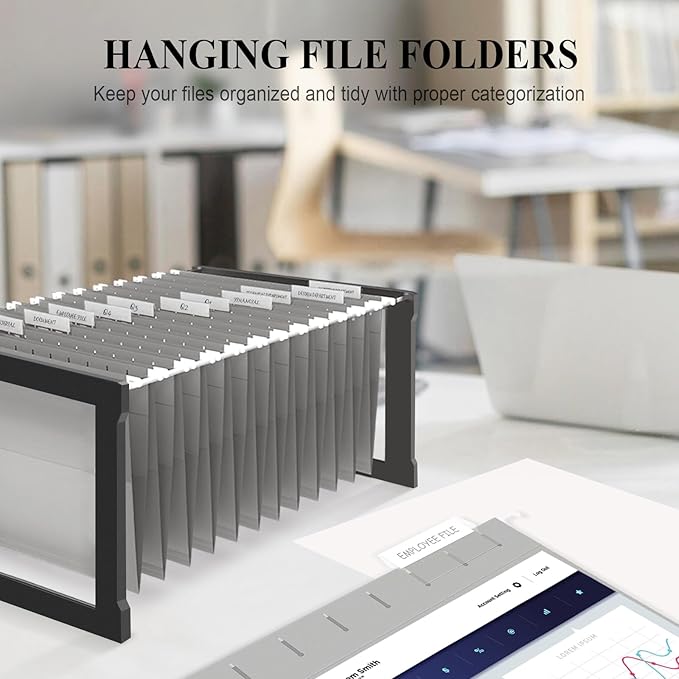 ViVin Hanging File Folders, 1/5-Cut Adjustable Tabs with 24 Per Box, 24 Pack Letter Size Hanging File Folders, Designed for Office Home School Filing Cabinet(Gray)